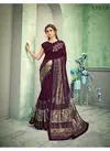 Maroon Norita Felicity Sequins Embroidery Work Digital Print Party Wear Lycra Saree 11610